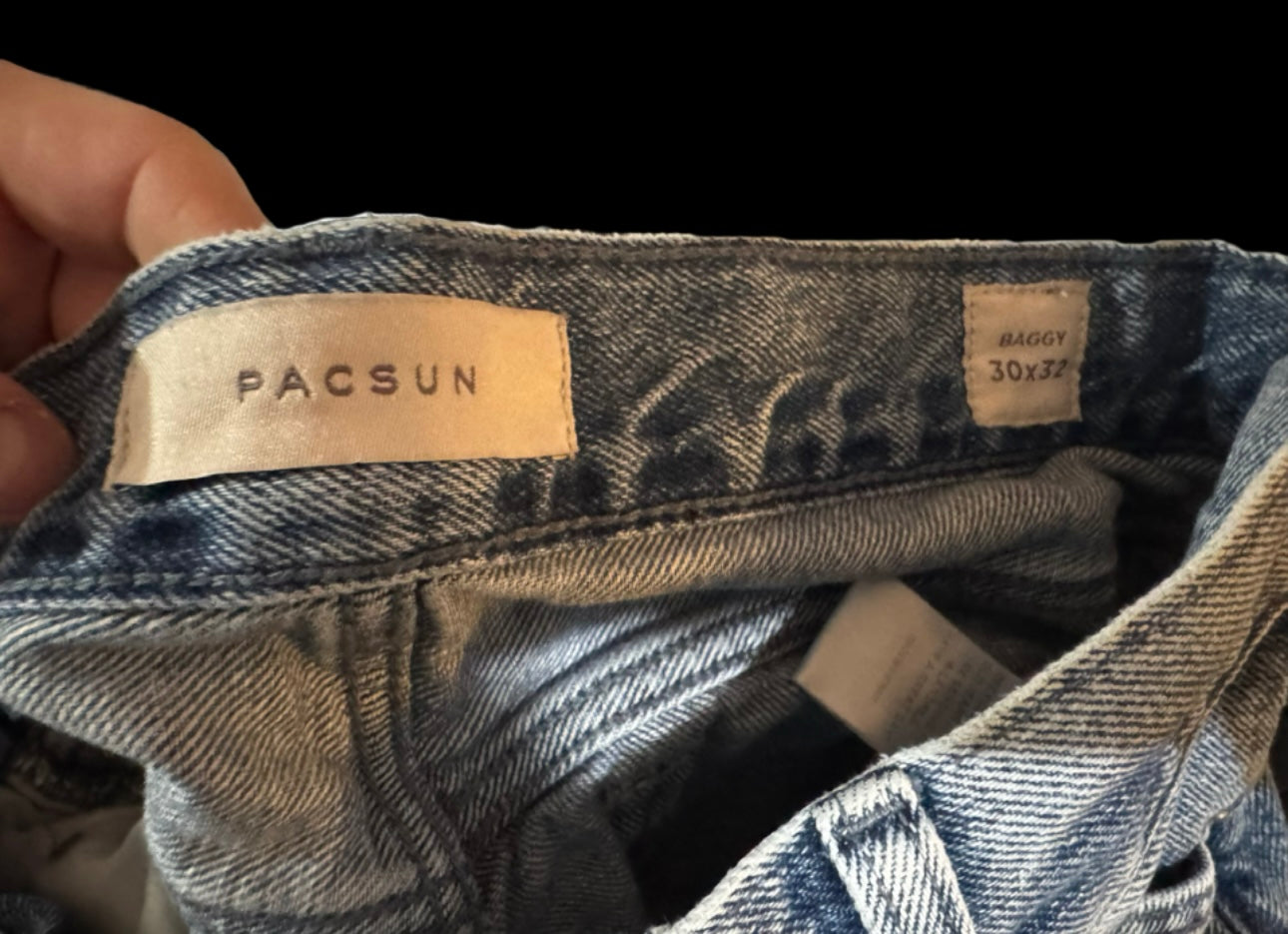 PacSun ‘Medium Indigo’ Cargo Baggy Jeans (W-30,L-32)
