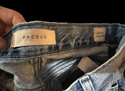 PacSun ‘Medium Indigo’ Cargo Baggy Jeans (W-30,L-32)